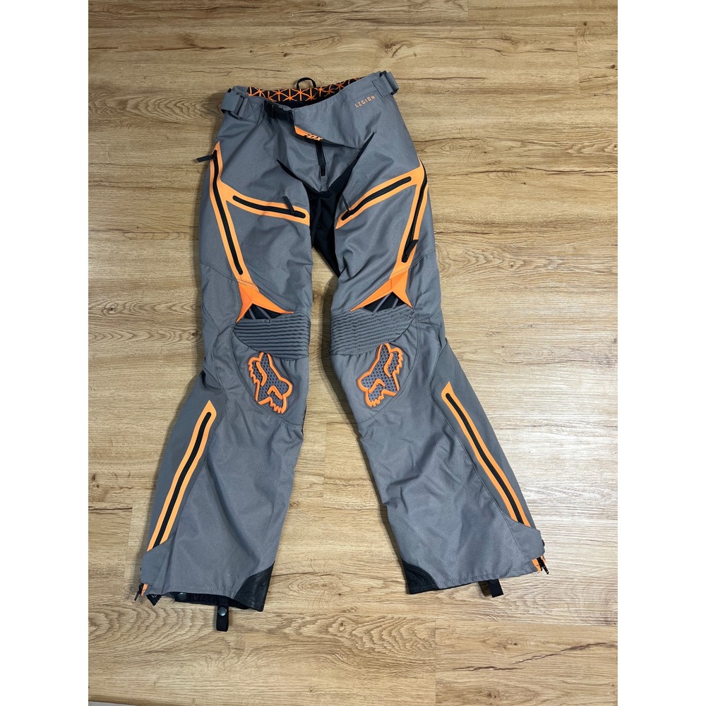 Fox Racing Legion Pants Men's 32 Gray Orange Motocross MX Off Road Enduro